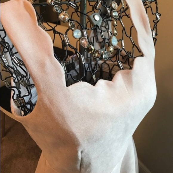 Alya Faux Suede A Line Scalloped Neckline Dress - Picture 2 of 5